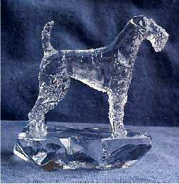 Hand-Sculpted Crystal Statue of Airedale Terrier Side View