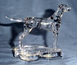 Hand-Sculpted Crystal Statue of Dalmatian Side View