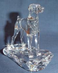 Crystal Statue of Domerman with Natural Ears View 2