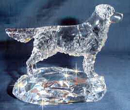 Hand-Sculpted Crystal Statue of Golden Retriever Side View