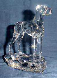 Hand-Sculpted Crystal Statue of Great Dane with Natural Ears 3/4 View