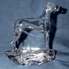 Hand-Sculpted Crystal Statue of Great Dane with Natural Ears Side View