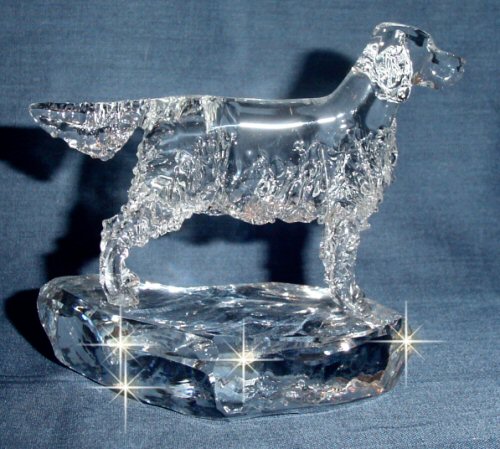 Hand-Sculpted Crystal Statue of Irish Setter Side View