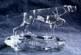 Hand-Sculpted Crystal Statue of Pointer Pointing Side View