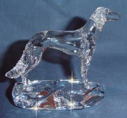 Hand-Sculpted Crystal Statue of Saluki Hand-Sculpted by Neil Harris - Side View