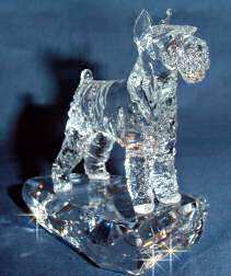 Hand-Sculpted Crystal Statue of Standard Schnauzer 3/4 View