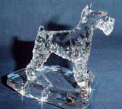 Hand-Sculpted Crystal Statue of Standard Schnauzer Side View