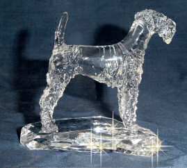 Hand-Sculpted Crystal Statue of Welsh Terrier Side View