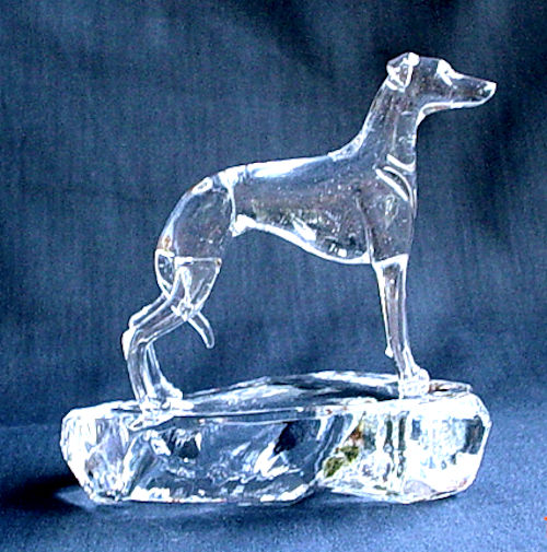 Crystal Whippet Statue Hand-sculpted by Neil Harris Front View
