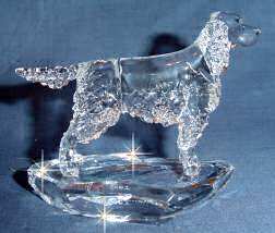 Crystal Sculpture of Gordon Setter  Side View