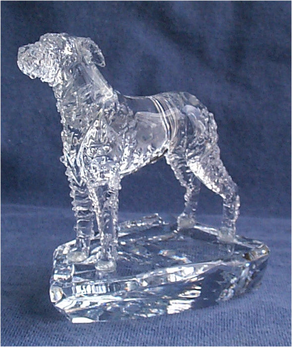 Hand-Sculpted Crystal Statue of the Irish Wolfhound 3/4 View