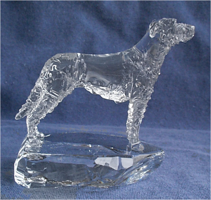 Hand-Sculpted Crystal Statue of the Irish Wolfhound Side View